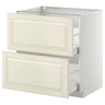 METOD / MAXIMERA base cb 2 fronts/2 high drawers, white/Bodbyn off-white, 80x60 cm