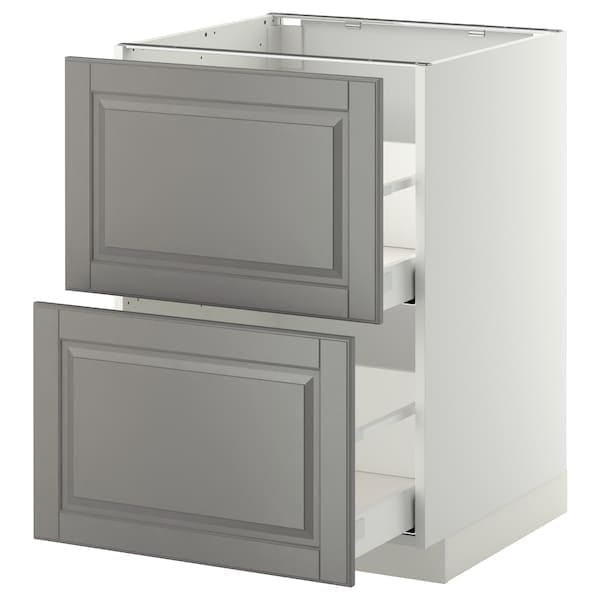 METOD / MAXIMERA - Base cb 2 fronts/2 high drawers, white/Bodbyn grey, 60x60 cm - best price from Maltashopper.com 49104421