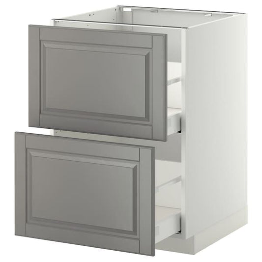Ikea METOD / MAXIMERA - Base cb 2 fronts/2 high drawers, white/Bodbyn grey, 60x60 cm