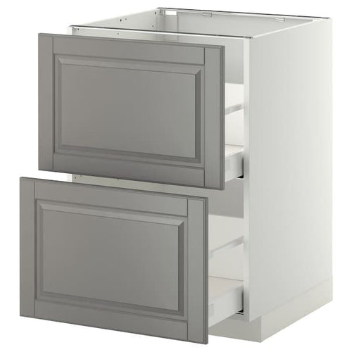 METOD / MAXIMERA - Base cb 2 fronts/2 high drawers, white/Bodbyn grey, 60x60 cm