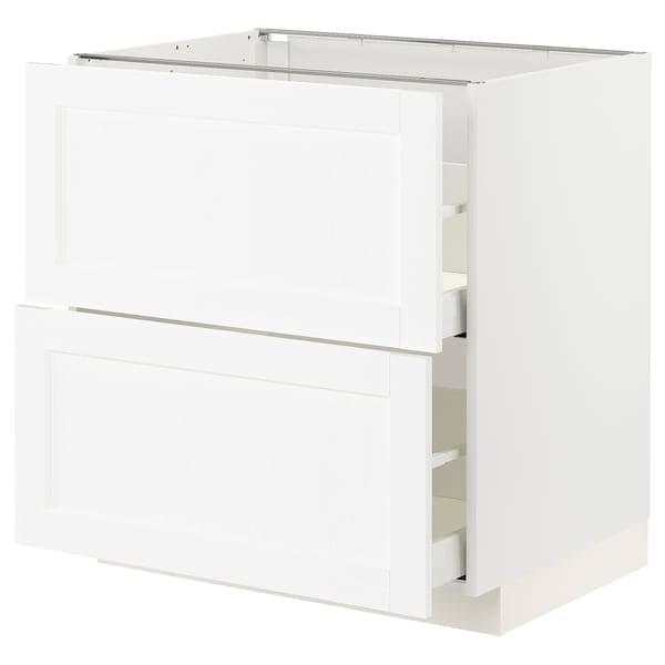 METOD / MAXIMERA - Base cb 2 fronts/2 high drawers, white Enköping/white wood effect, 80x60 cm - best price from Maltashopper.com 79473261