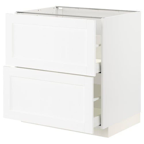 METOD / MAXIMERA - Base cb 2 fronts/2 high drawers, white Enköping/white wood effect, 80x60 cm