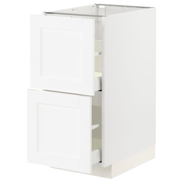 METOD / MAXIMERA - Base cb 2 fronts/2 high drawers, white Enköping/white wood effect, 40x60 cm - best price from Maltashopper.com 19473259