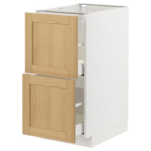 METOD / MAXIMERA - Base cb 2 fronts/2 high drawers, white/Forsbacka oak, 40x60 cm
