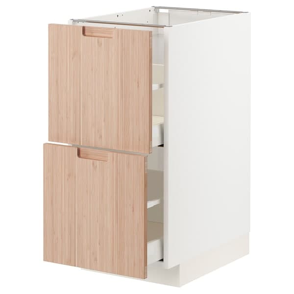 Ikea METOD / MAXIMERA - Base cb 2 fronts/2 high drawers, white/Fröjered light bamboo, 40x60 cm