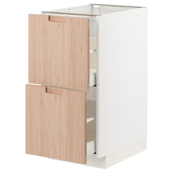METOD / MAXIMERA - Base cb 2 fronts/2 high drawers, white/Fröjered light bamboo, 40x60 cm - best price from Maltashopper.com 99330228