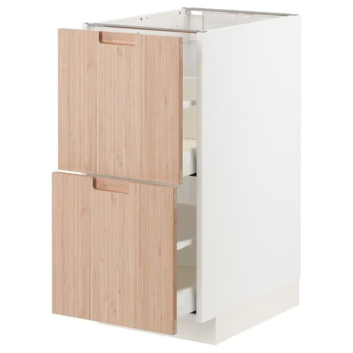 METOD / MAXIMERA - Base cb 2 fronts/2 high drawers, white/Fröjered light bamboo, 40x60 cm