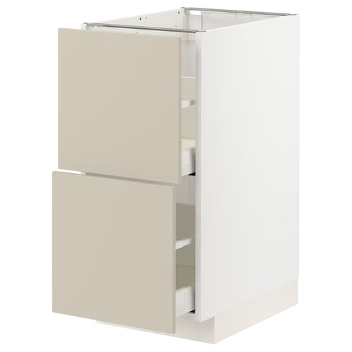 METOD / MAXIMERA base cb 2 fronts/2 high drawers, white/Havstorp beige, 40x60 cm