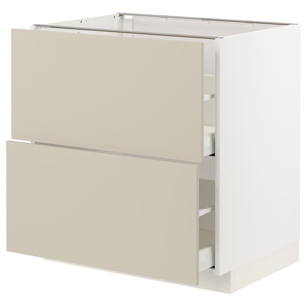 METOD / MAXIMERA - Base cb 2 fronts/2 high drawers, white/Havstorp beige , 80x60 cm - best price from Maltashopper.com 69504041
