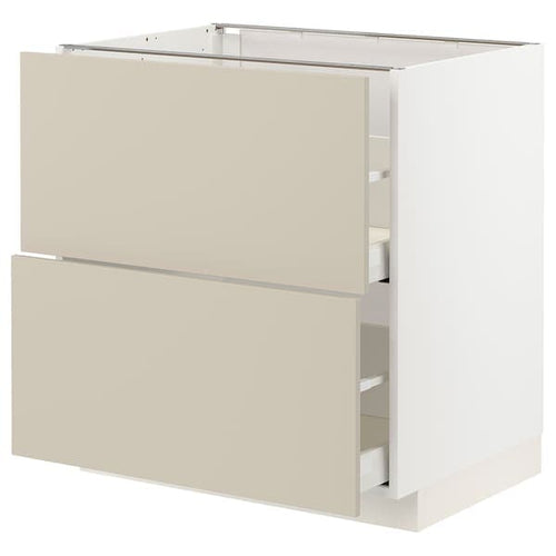 METOD / MAXIMERA - Base cb 2 fronts/2 high drawers, white/Havstorp beige , 80x60 cm