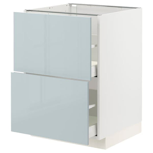 Ikea METOD / MAXIMERA - Base cb 2 fronts/2 high drawers, white/Kallarp light grey-blue, 60x60 cm