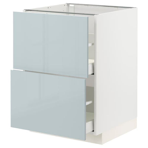 METOD / MAXIMERA - Base cb 2 fronts/2 high drawers, white/Kallarp light grey-blue, 60x60 cm