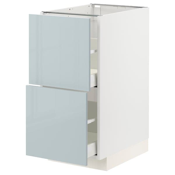 METOD / MAXIMERA - Base cb 2 fronts/2 high drawers, white/Kallarp light grey-blue, 40x60 cm - best price from Maltashopper.com 69479715