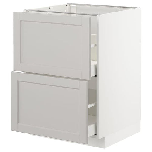 METOD / MAXIMERA base cb 2 fronts/2 high drawers, white/Lerhyttan light grey, 60x60 cm