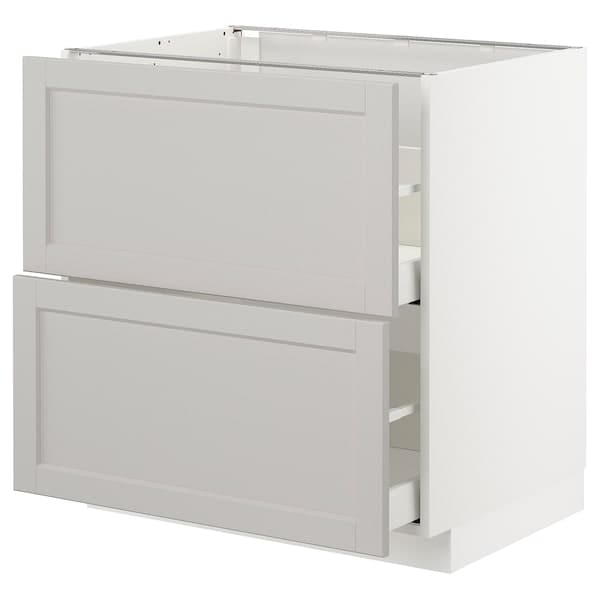 METOD / MAXIMERA - Base cb 2 fronts/2 high drawers, white/Lerhyttan light grey, 80x60 cm - best price from Maltashopper.com 19274330