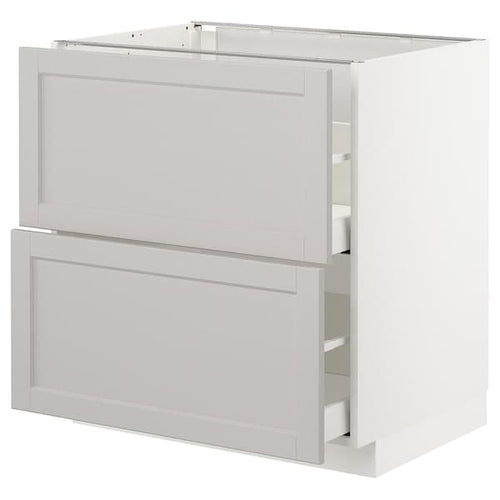 METOD / MAXIMERA - Base cb 2 fronts/2 high drawers, white/Lerhyttan light grey, 80x60 cm