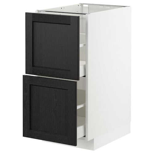 METOD / MAXIMERA - Base cb 2 fronts/2 high drawers, white/Lerhyttan black stained , 40x60 cm