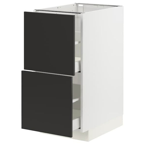 METOD / MAXIMERA - Base cb 2 fronts/2 high drawers, white/Nickebo matt anthracite, 40x60 cm