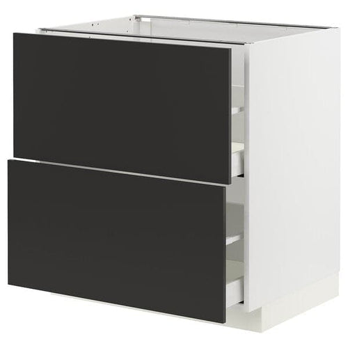 METOD / MAXIMERA - Base cb 2 fronts/2 high drawers, white/Nickebo matt anthracite, 80x60 cm