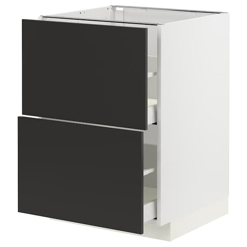 METOD / MAXIMERA - Base cb 2 fronts/2 high drawers, white/Nickebo matt anthracite, 60x60 cm