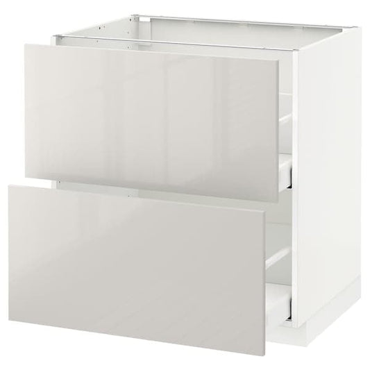 METOD / MAXIMERA - Base cb 2 fronts/2 high drawers, white/Ringhult light grey, 80x60 cm - best price from Maltashopper.com 79168398