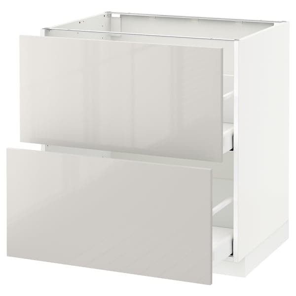 METOD / MAXIMERA - Base cb 2 fronts/2 high drawers, white/Ringhult light grey, 80x60 cm