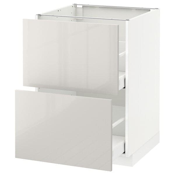 METOD / MAXIMERA - Base cb 2 fronts/2 high drawers, white/Ringhult light grey, 60x60 cm - best price from Maltashopper.com 19168396