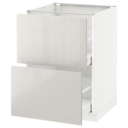 METOD / MAXIMERA - Base cb 2 fronts/2 high drawers, white/Ringhult light grey, 60x60 cm