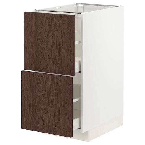 METOD / MAXIMERA - Base cb 2 fronts/2 high drawers, white/Sinarp brown, 40x60 cm