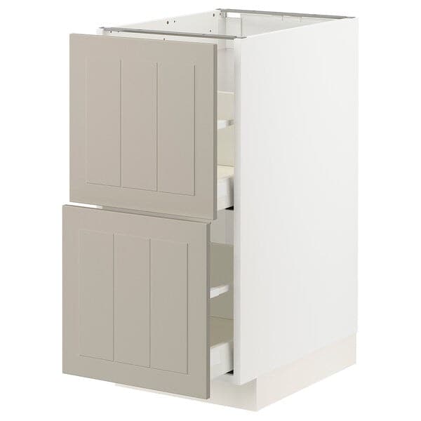 METOD / MAXIMERA - Base cb 2 fronts/2 high drawers, white/Stensund beige, 40x60 cm - best price from Maltashopper.com 69408068