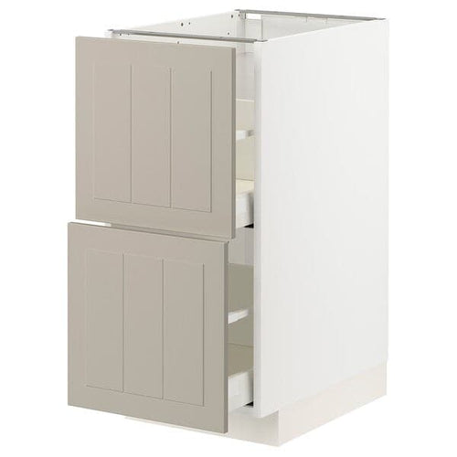 METOD / MAXIMERA - Base cb 2 fronts/2 high drawers, white/Stensund beige, 40x60 cm