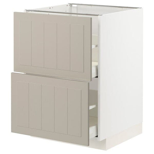 METOD / MAXIMERA - Base cb 2 fronts/2 high drawers, white/Stensund beige, 60x60 cm