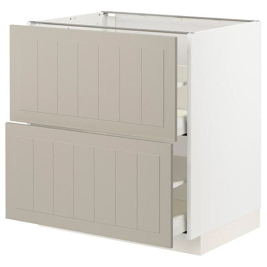 METOD / MAXIMERA - Base cb 2 fronts/2 high drawers, white/Stensund beige, 80x60 cm - best price from Maltashopper.com 89408072