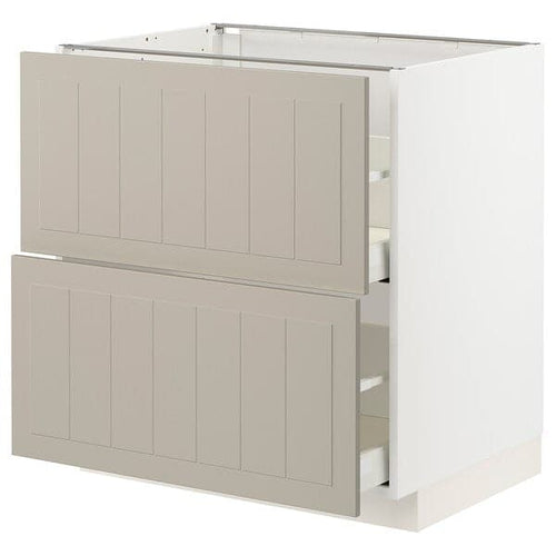 METOD / MAXIMERA - Base cb 2 fronts/2 high drawers, white/Stensund beige, 80x60 cm
