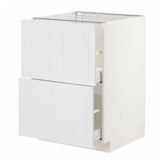 Ikea METOD / MAXIMERA - Base cb 2 fronts/2 high drawers, white/Stensund white, 60x60 cm