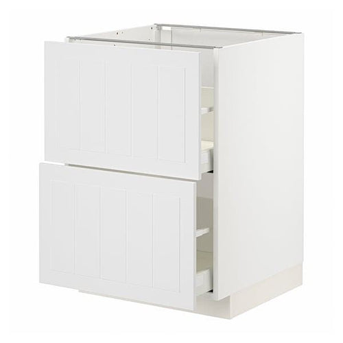 METOD / MAXIMERA - Base cb 2 fronts/2 high drawers, white/Stensund white, 60x60 cm