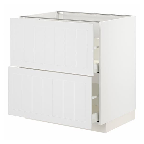 METOD / MAXIMERA - Base cb 2 fronts/2 high drawers, white/Stensund white, 80x60 cm - best price from Maltashopper.com 79409543