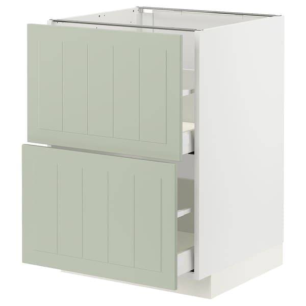 METOD / MAXIMERA - Base cb 2 fronts/2 high drawers, white/Stensund light green, 60x60 cm - best price from Maltashopper.com 39487359