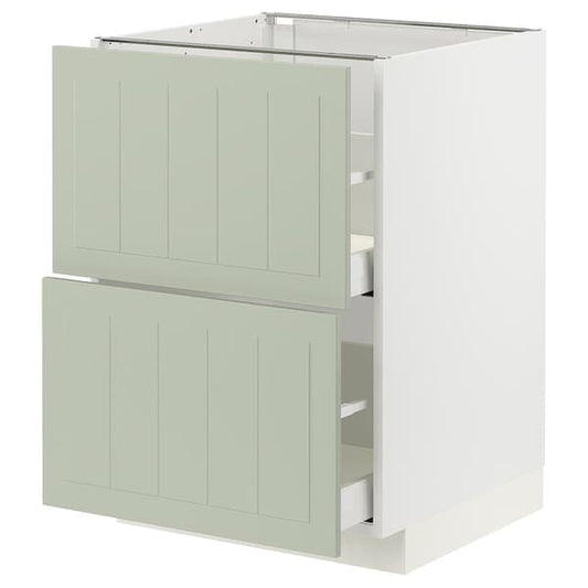 Ikea METOD / MAXIMERA - Base cb 2 fronts/2 high drawers, white/Stensund light green, 60x60 cm