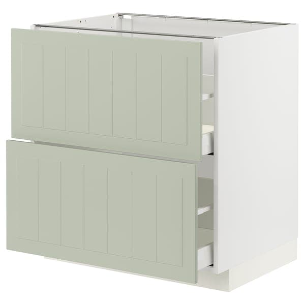 METOD / MAXIMERA - Base cb 2 fronts/2 high drawers, white/Stensund light green, 80x60 cm - best price from Maltashopper.com 39486190