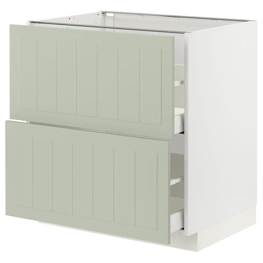 Ikea METOD / MAXIMERA - Base cb 2 fronts/2 high drawers, white/Stensund light green, 80x60 cm