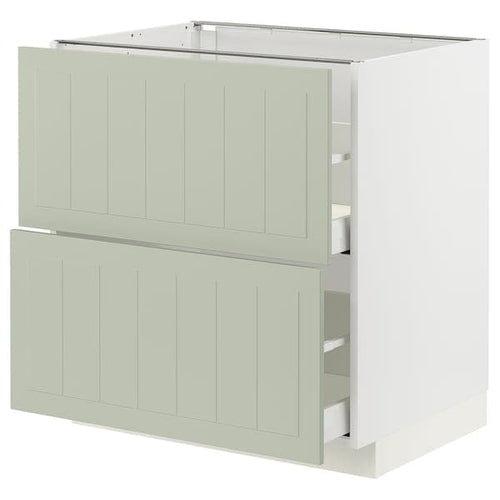 METOD / MAXIMERA - Base cb 2 fronts/2 high drawers, white/Stensund light green, 80x60 cm