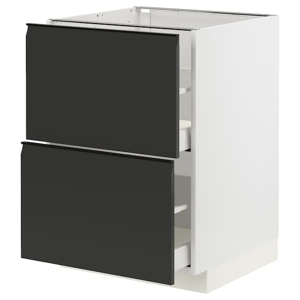 METOD / MAXIMERA - Base cb 2 fronts/2 high drawers, white/Upplöv matt anthracite, 60x60 cm - best price from Maltashopper.com 89493452