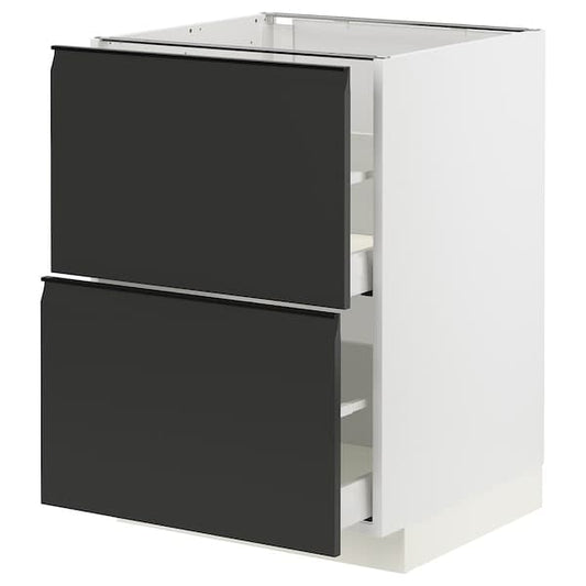 Ikea METOD / MAXIMERA - Base cb 2 fronts/2 high drawers, white/Upplöv matt anthracite, 60x60 cm