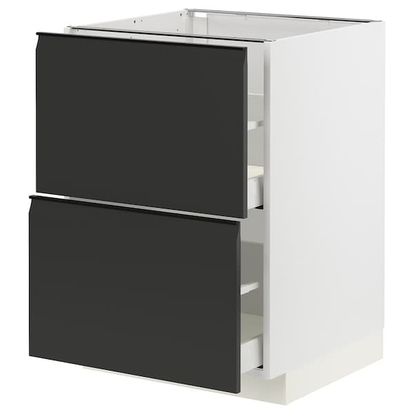 Ikea METOD / MAXIMERA - Base cb 2 fronts/2 high drawers, white/Upplöv matt anthracite, 60x60 cm