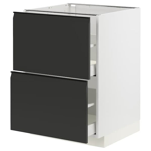 METOD / MAXIMERA - Base cb 2 fronts/2 high drawers, white/Upplöv matt anthracite, 60x60 cm