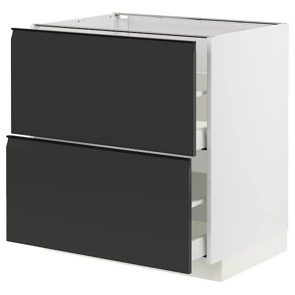 Ikea METOD / MAXIMERA - Base cb 2 fronts/2 high drawers, white/Upplöv matt anthracite , 80x60 cm