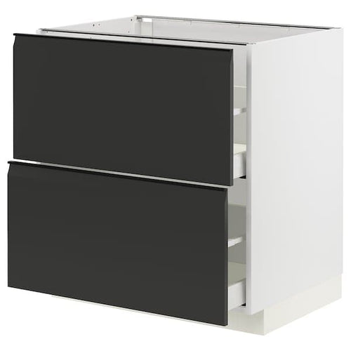 METOD / MAXIMERA - Base cb 2 fronts/2 high drawers, white/Upplöv matt anthracite , 80x60 cm
