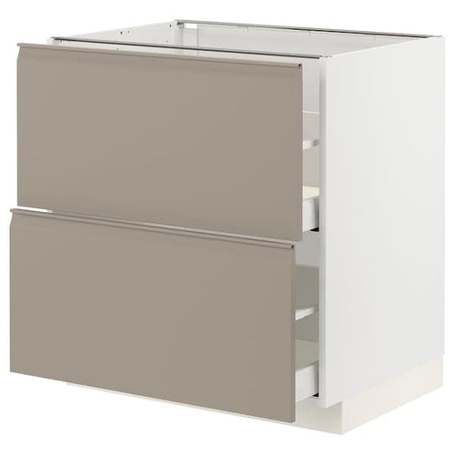 METOD / MAXIMERA base cb 2 fronts/2 high drawers, white/Upplöv matt dark beige, 80x60 cm