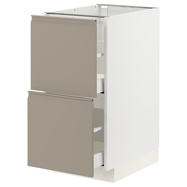 Ikea METOD / MAXIMERA - Base cb 2 fronts/2 high drawers, white/Upplöv matt dark beige, 40x60 cm